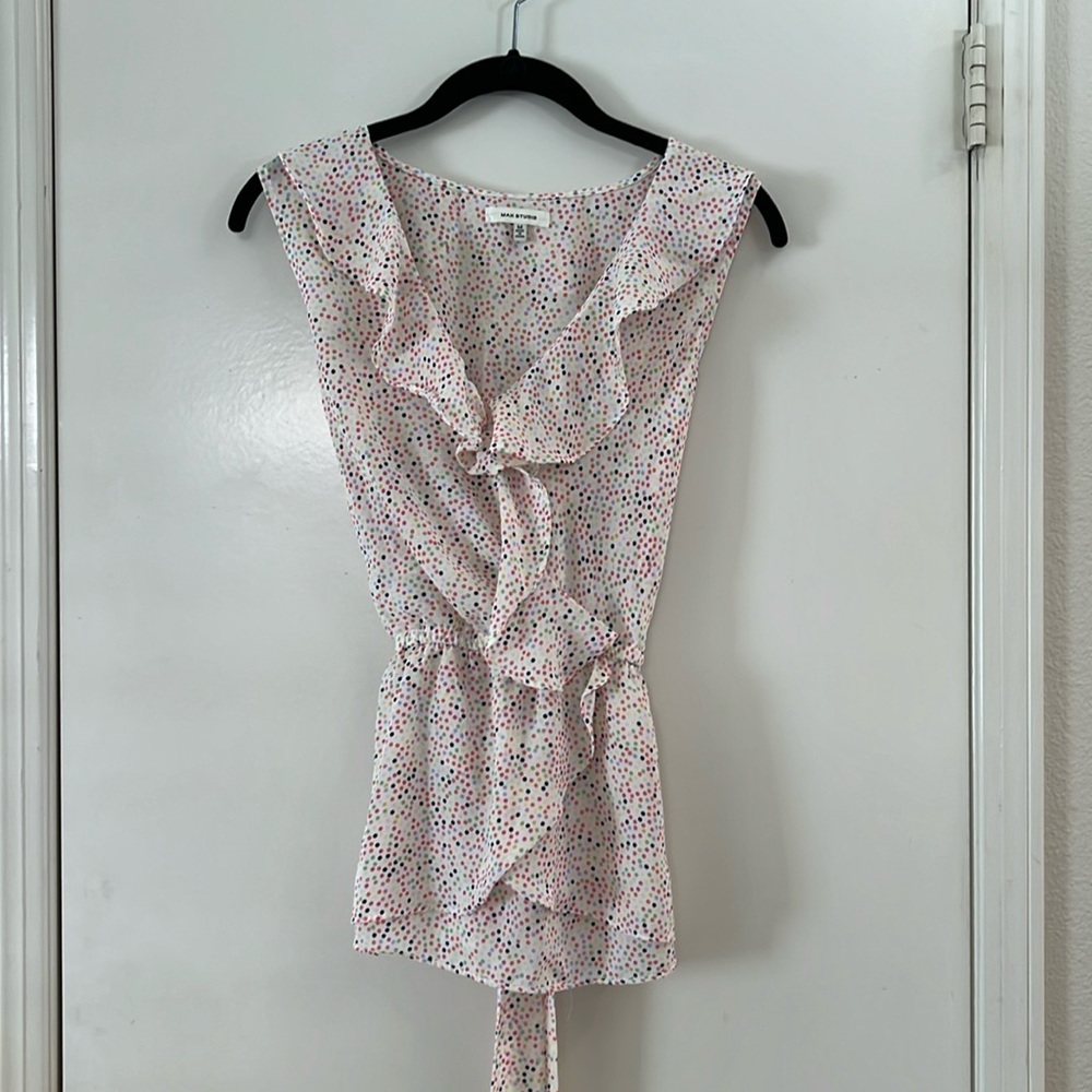 Max Studio Multi Color Polka Dot Blouse.